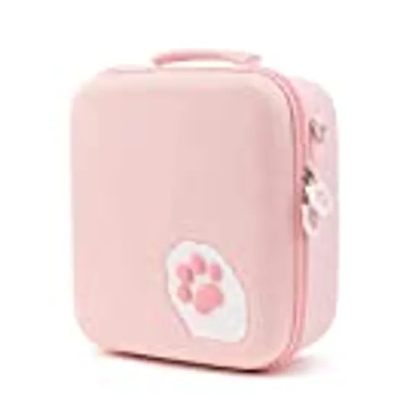 GeekShare Pink Cat Paw Case Compatible with Nintendo Switch/OLED, Travel System Case with 18 Game-Card Slots for Switch Console, Pro Controller, Dock and Accessories