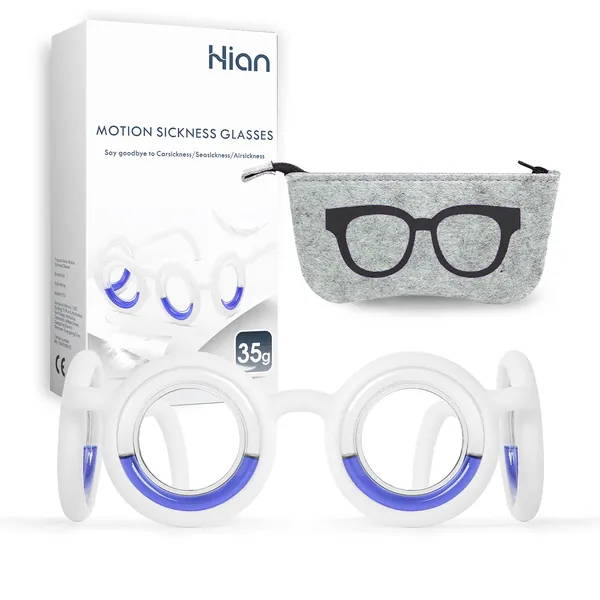 Hion Anti- Motion Sickness Smart Glasses, Ultra-Light Portable Nausea Relief Glasses, Raised Airsick Sickness Seasickness Glasses for Sport Travel Gaming, No Lens Liquid Glasses for Adults or Kids - A-black a