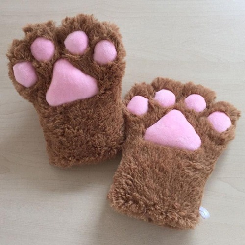 Cat Paw Mittens - Brown
