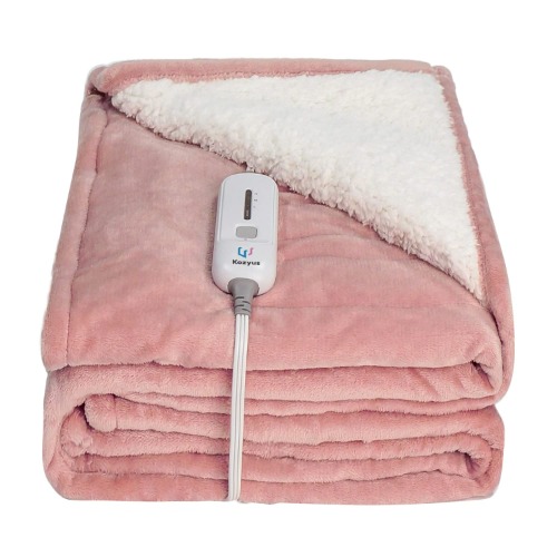 Kozyus Electric Heated Blanket Throw, Full Body Size Fast Heating Blanket with 3 Heat Settings and Extra Long 13-Foot Power Cord, Reversible Ultra Soft Flannel and Sherpa for Cosy Warmth (50” x 60”) - Pink
