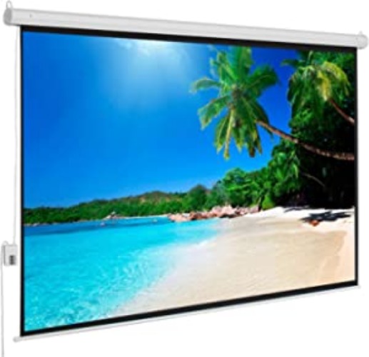 QXDRAGON 100" 4:3 80" x 60" 4K HD 3D Viewing Area Motorized Projector Screen with Remote Control White