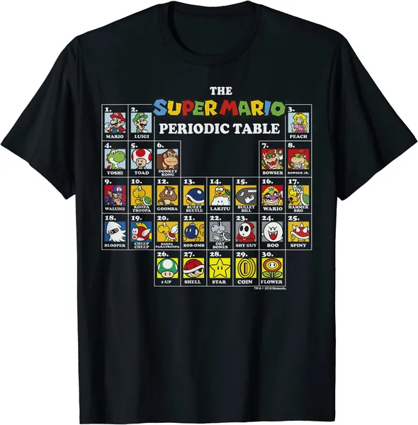 Super Mario Periodic Table Of Characters Graphic T-Shirt T-Shirt
