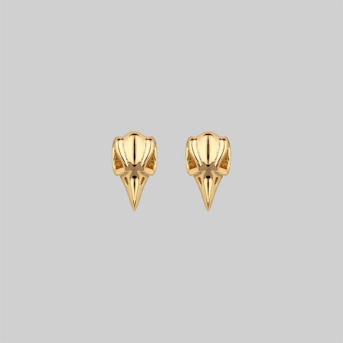 MERLA. Raven Skull Earrings - Gold | Gold / Pair