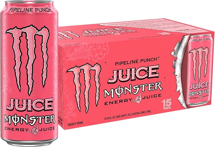 Monster Energy Juice Pipeline Punch, Energy + Juice, Energy Drink, 16 Ounce (Pack of 15) - Pipeline Punch - 15 Pack