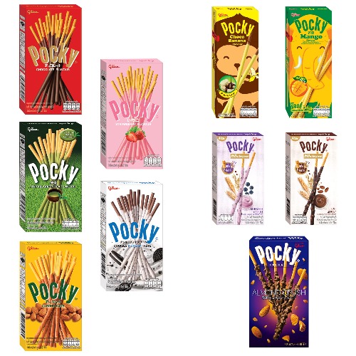 Pocky Chocolate Biscuit Sticks Set of 10 Flavour Variety Pack (Pack of 10) Gift