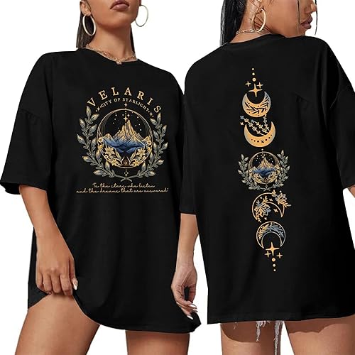 Acotar Night Court T Shirt Women Velaris Shirts City of Starlight Tshirt Oversized Vintage Book Graphic Tee Casual Tops - XX-Large - Black2
