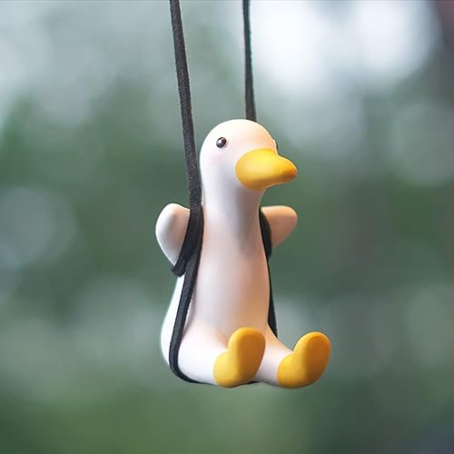 Swinging Duck Car Hanging Ornament, Cute Car Hanging Accessories for Rear View Mirror, Car Pendant Duck Hanging Swing - Duck