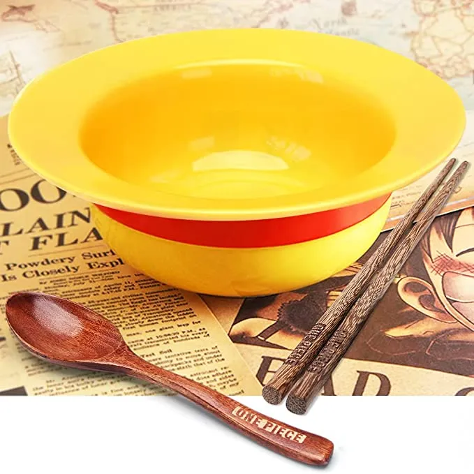 Amazon.com: shiningsoul 3 PCS ONE PIECE Straw Hat Ramen Bowl Set Anime (Straw Hat Ceramic Bowl + Wooden spoon + Chopsticks) Dishwasher & Microwave Safe - Good Gift for Kids Husband or boyfriend : Home & Kitchen