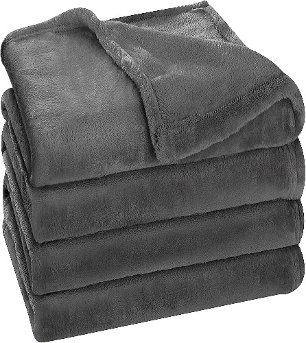 Utopia Bedding Fleece Blanket California King Size Grey 300GSM Luxury Fuzzy Soft Anti-Static Microfiber Bed Blanket (102x96 Inches) - California King Grey