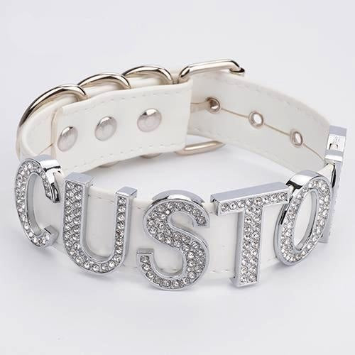 Rhinestone Custom Collar - White Silver