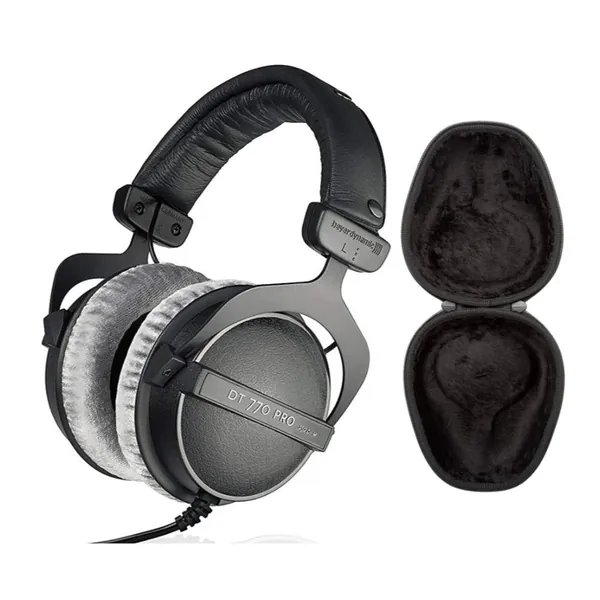 Beyerdynamic DT 770 PRO Headphones (250 Ohm) with Knox Gear Hard Shell Headphone Case Bundle (2 Items) - 250 Ohm