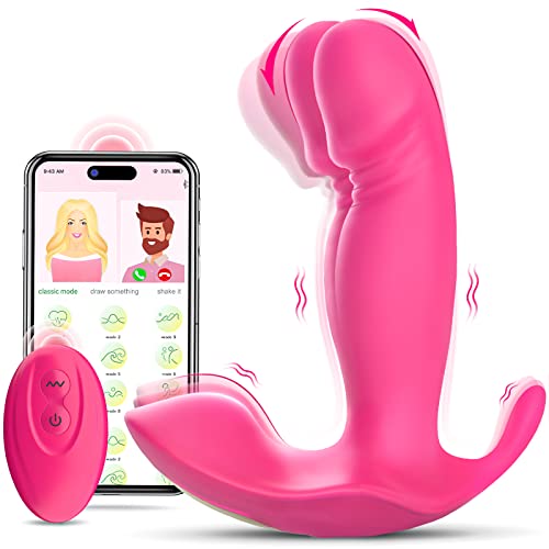 Wearable G Spot Dildo Vibrators Adult Sex Toys--App Remote Control Panty Clit Mini Vibrator with 10 Quickly Wiggling & Vibrating Modes Vibrating Panties Quite Rose Dildos Sex Machine