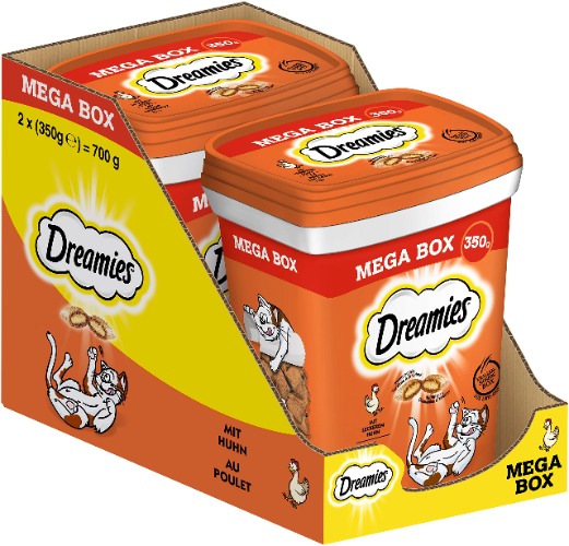 Dreamies Kattsnacks med Kycklingsmak, Paket med 2 x 350 g