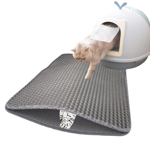 Magrimaxio Kattlådematta, kattsandsmatta, vattentät dubbel kattmatta med bikakedesign, underlag för kattlåda, 60 x 40 cm, enkel att rengöra