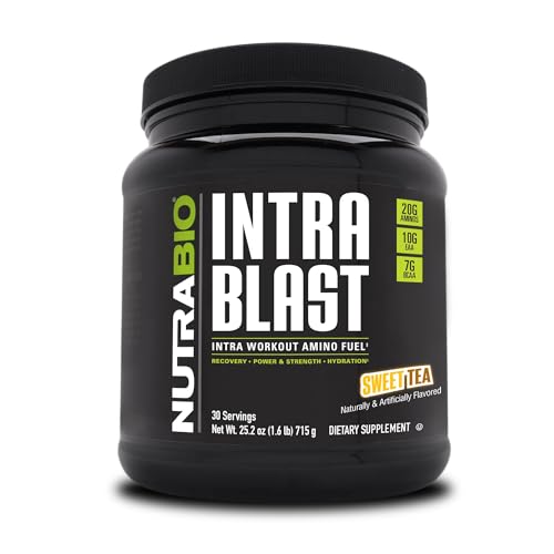NutraBio Intra Blast and Pre-Workout Powder - Advanced Electrolyte Performance Drink - Amino Acid Recovery, EAA/BCAA Formula - Non-GMO and Gluten Free - Sweet Tea - 30 Servings - Sweet Tea