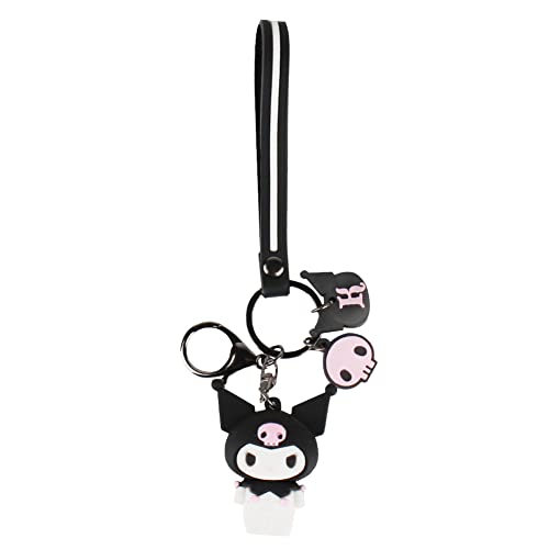 PaPiJoJo Cute Keychain Kawaii Anime Keychain, Hello Kitty, My Melody,Kuromi,Keroppi, Badtz-Maru, Cinnamoroll, Pompompurin - Kuromi