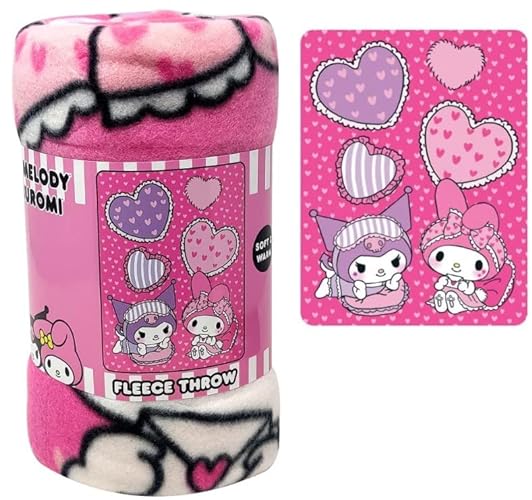 Sanrio My Melody Kuromi Fleece Throw Blanket - 45'x60' Pink Soft Blanket