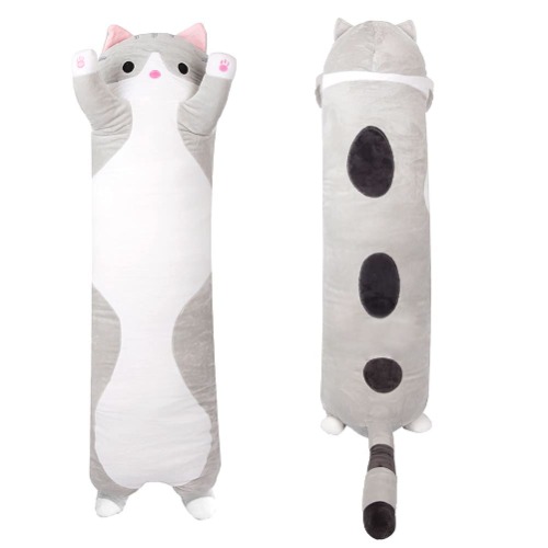 Cat Plush Hugging Pillow,Large Long Cat Stuffed Animal Toy,Kitten Stuffed Animal Plush Cat Pillow Hug Pillow Body Pillow - Gray 35.5 in