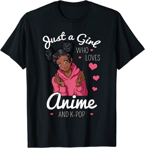 Just A Girl Who Loves Anime And K-Pop African American Afro T-Shirt