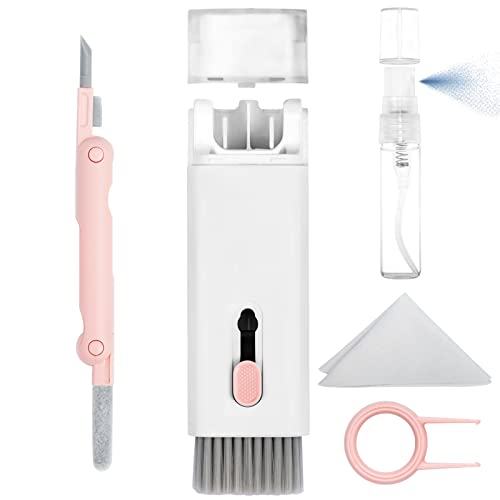 Laptop Keyboard Earbud Screen Cleaner Sprayer Kit for Airpods Pro MacBook iPad iPhone iPod, walrfid Electronics Airpod Cleaning Pen Brush Tool for PC TV Phone Computer - 5ml Screens Cleaners Spray - Light Pink, White