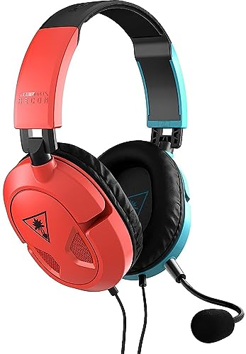 Turtle Beach Recon 50 Gaming Headset for Nintendo Switch, Xbox Series X|S, Xbox One, PS5, PS4, PlayStation, Mobile, & PC with 3.5mm – Removable Mic, 40mm Speakers – Red/Blue - Red/Blue