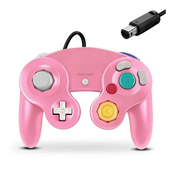 
                            Gamecube Controller, Classic Wired Controller for Wii Nintendo Gamecube (Pink)
                        