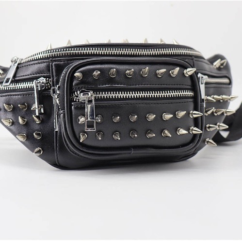 Gothic Rivets Fanny Pack - black