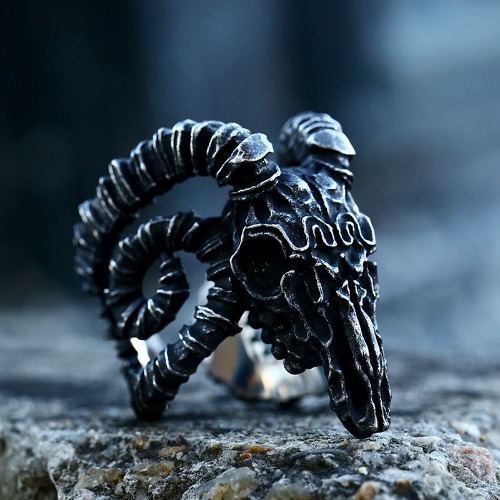 Demon Skull Sheep Head Ring - 7