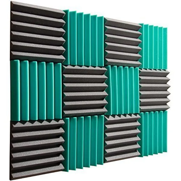 Pro Studio Acoustics - Teal/Charcoal - 12"x12"x2" Acoustic Wedge Foam Absorption Soundproofing Tiles - 12 Pack - 