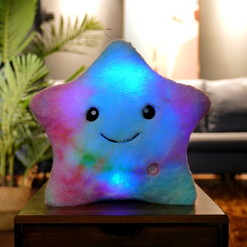 Colorful Glowing LED Star Pillow - Rainbow / 35cm