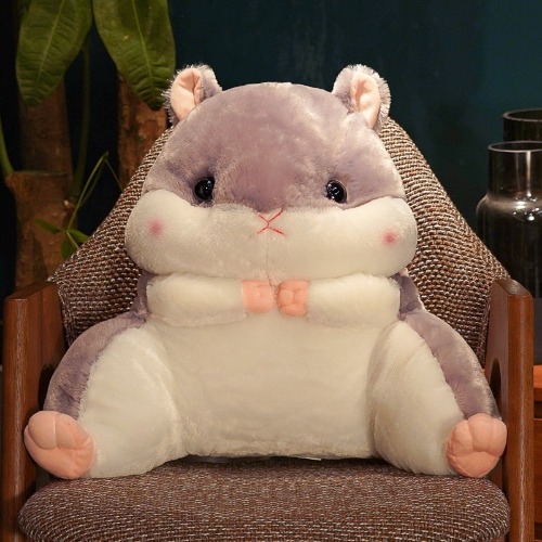 Hammy Plushie/Back Cushion (with Blanket + Hand Warmer) - Regular / Gray