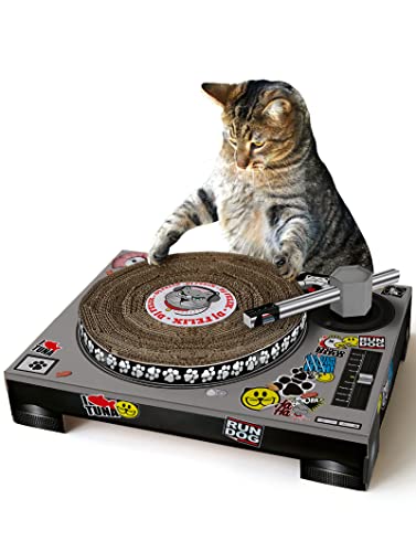 Suck UK | Cat Scratch DJ Decks | Interactive Cat Toys | Alternative to Cat Scratching Posts | Cardboard Scratch Toy for Indoor Cats & Kittens | Novelty Cat Gifts - DJ Deck