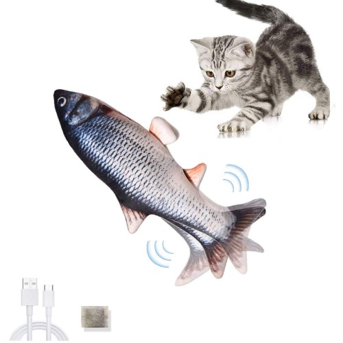 Floppy Fish Cat Toy,Electric Dancing Fish Cat Catnip Toy,Plush Simulation Fish Cat Toys for Indoor Cats Adult,Kitten Interactive Flopping Moving Cat Toy Fish,Pets Flipping Fish Dog Cat Toy That Moves
