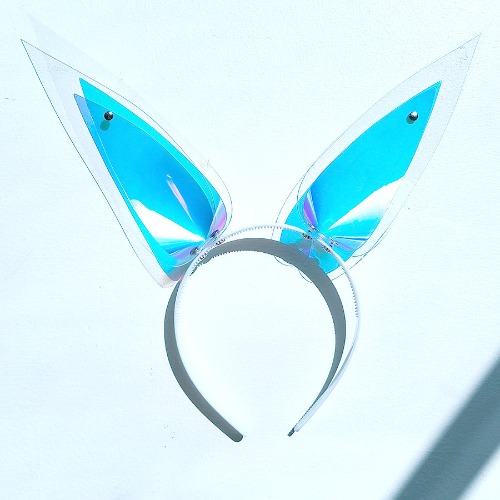 Cyber Holographic Ear Headband - Bunny