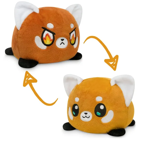 TeeTurtle | The Original Reversible Red Panda Plushie | Patented Design | Sensory Fidget Toy for Stress Relief | Happy Orange + Rage Dark Orange | Show Your Mood Without Saying a Word! - 