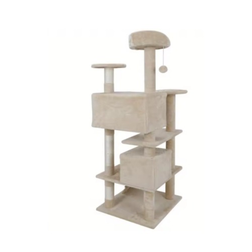 Scratching Post Cat Tree with Climbing Steps - Tower - Beige - 54.3"