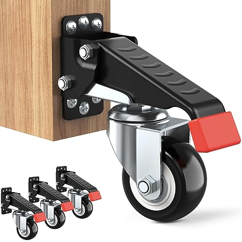 SPACEKEEPER Workbench Casters kit 660 Lbs - Retractable Casters Heavy Duty Bench Caster Wheels Designed for Workbenches Machinery & Tables, 4 Pack - 660 lb