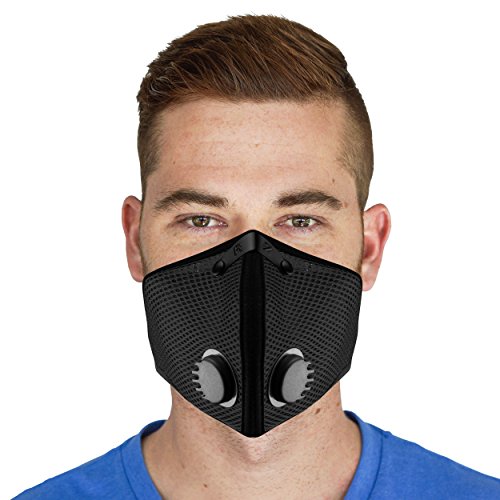 RZ Mask M2 Mesh Air Filtration Face Protection Dust Mask with 99.9% Effective Carbon Filters for Woodworking, Construction, Large, 1 pack, Black - 1 Count (Pack of 1) - Black
