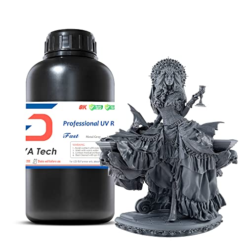 Siraya Tech Fast ABS-Like 3D Printer Resin 405nm UV-Curing 8K Resin Easy to Print Non-Brittle High Precision Standard Photopolymer Resin 3D Print Liquid for LCD DLP 3D Printing(Metal Grey, 1kg) - 8K Metal Grey