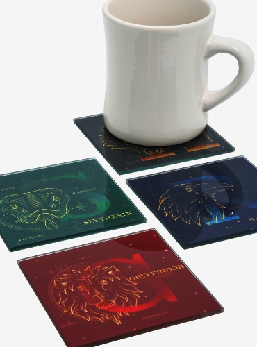 Harry Potter Hogwarts House Constellations Glass Coaster Set