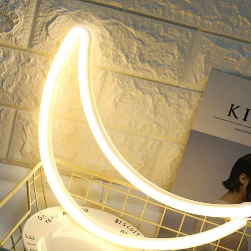 Neon Signs,BEMOMENT LED Moon Shaped Decor Light for for Christmas,Wedding,Birthday Party,Children Baby Room, Living Room,USB or Battery Operated - White
