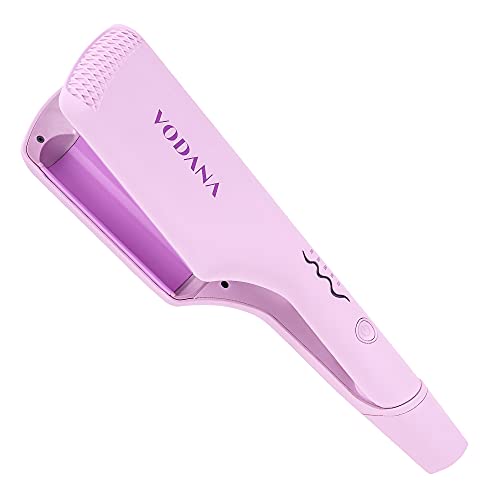 VODANA Professional Triple Flow Ceramic Hair Waver, Easy Beach Wave, Embedded, Light Double Barrel Wave Iron for Wide Deep Waves (1.25 inch, Lavender) - 1.25 Inch - Lavender