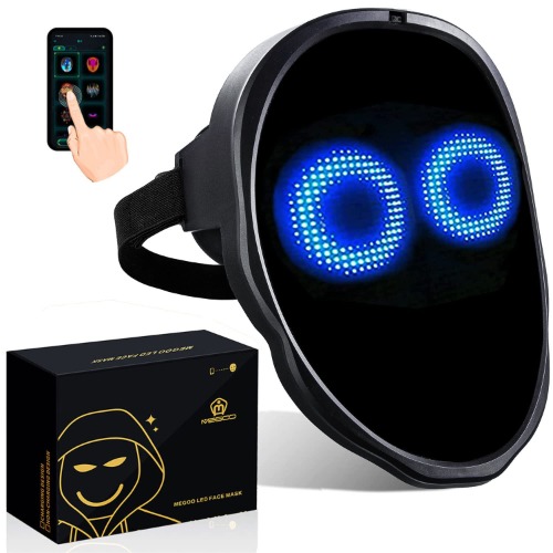 MEGOO Led Mask with Bluetooth Programmable App,Shining Led Light Up Face Mask for Adult Kid Halloween Masquerade Party - Battery $109.99