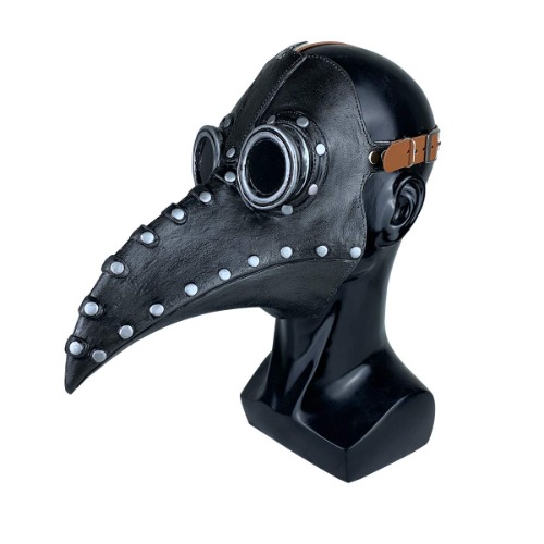 Stegosaurus Plague Doctor Bird Mask Long Nose Beak Cosplay Steampunk Halloween Costume Props Latex Material - A-black