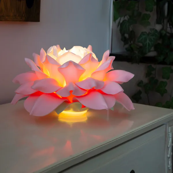 Table lamp dahlia flower with LED light bulb