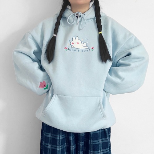 Tom Whatever oversize cotton fleece hoodie (baby blue) | S