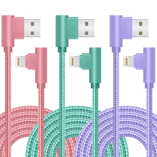 APFEN iPhone Charger, [Apple MFi Certified] 3Pack 6FT Lightning Cable, 90 Degree Fast iPhone Charging Cables Cord Compatible for iPhone 14/13 mini/13/12/11 Pro MAX/XR/XS/8/7/Plus/6S/SE/iPad - 6FT
