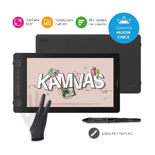 Huion Kamvas 13 (Gen 3) Pen Display + Accessories (Glove, stand, etc)