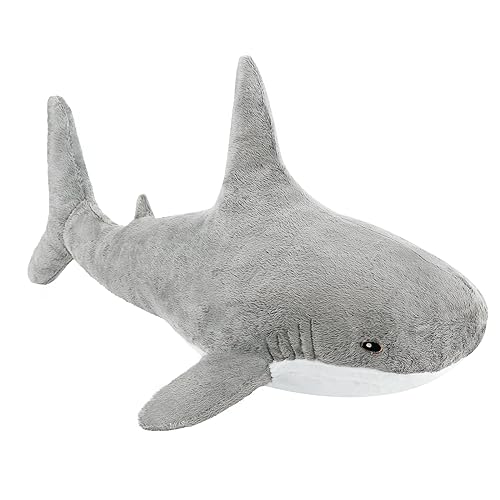 MUPI Shark Plush 39” Shark Stuffed Animal Shark Pillow Stuffed Shark Shark Toy Shark Ocean Stuffed Animal Big Plush Large Stuffed Shark Shark Doll Sea Animal（Grey） - Grey - 39 inch