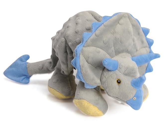 goDog Dinos Frills Squeaky Plush Dog Toy, Chew Guard Technology - Gray, Large - Dinos Frills (Gray) - Large - Dinos Frills